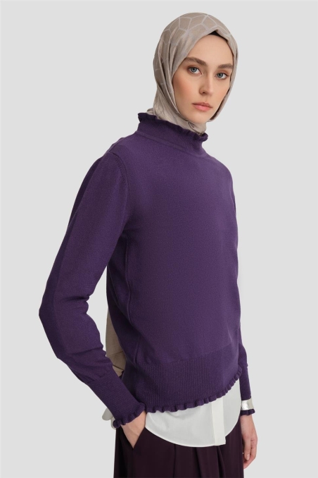 BQ - Свитер Armine в рубчик 24Kd2000 Фиолетовый