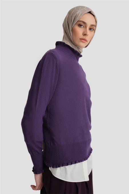 BQ - Свитер Armine в рубчик 24Kd2000 Фиолетовый