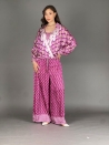 SUI028 * Pantolonlu takım elbise (fuşya-kahverengi)