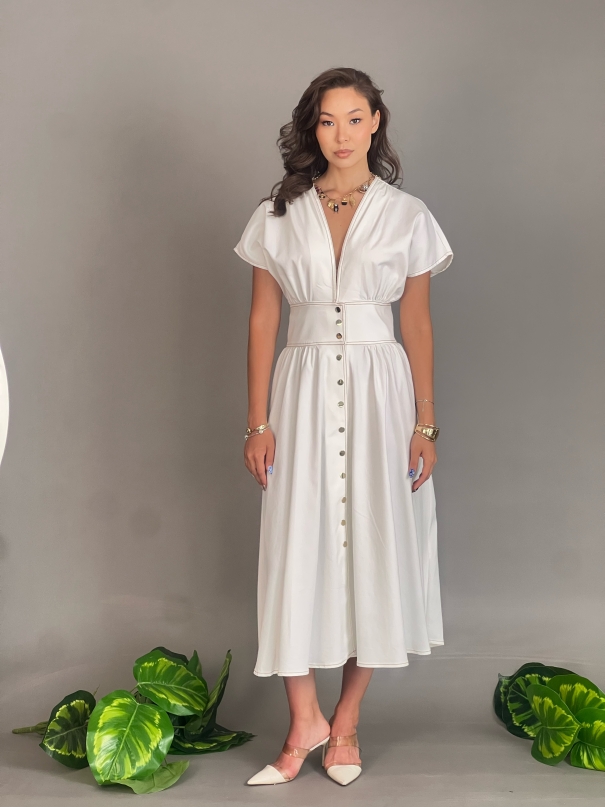 4512XL * Kadın Elbise (Beyaz)